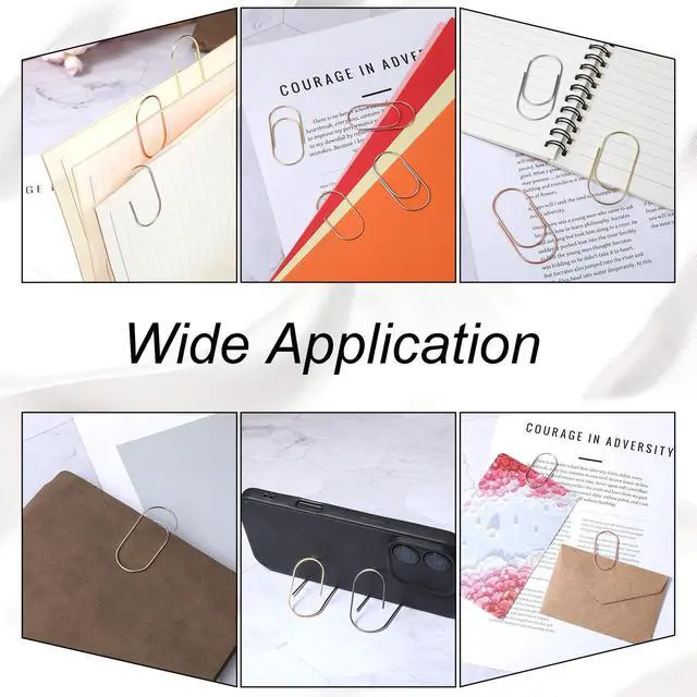 Alt view image 7 of 7 - 30 Pcs Jumbo Paper Clips Oversized 2 Inch Large Paper Clips Non Skid Smooth Finish Steel Wire Office Supply Planner Invitation Accessories (Gold, Silver, Rose Gold)