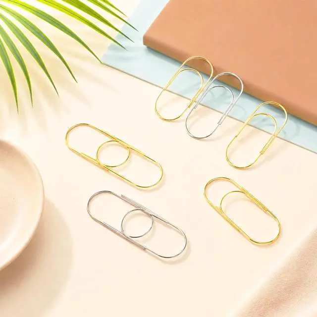 Alt view image 5 of 7 - 20 PCS Jumbo Big Paper Clips, 1.9 Inch Stainless Steel Oversized Wide Planner Clip Non Skid Decorative Paper Clips for Home Office School Document Book Planner Lovers Supplies, Gold & Silver