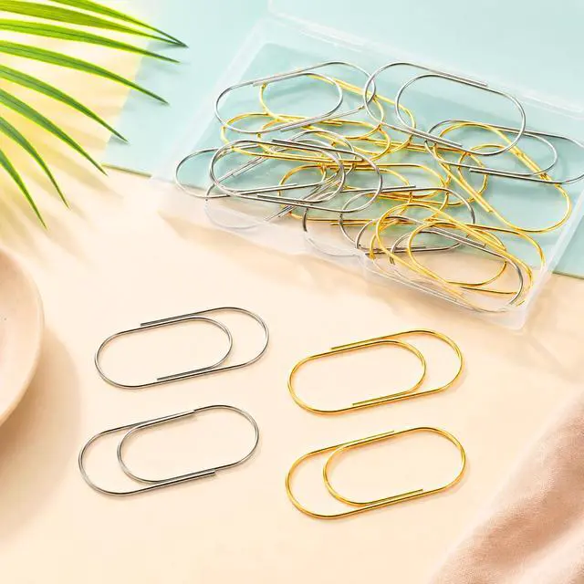 Alt view image 7 of 7 - 20 PCS Jumbo Big Paper Clips, 1.9 Inch Stainless Steel Oversized Wide Planner Clip Non Skid Decorative Paper Clips for Home Office School Document Book Planner Lovers Supplies, Gold & Silver
