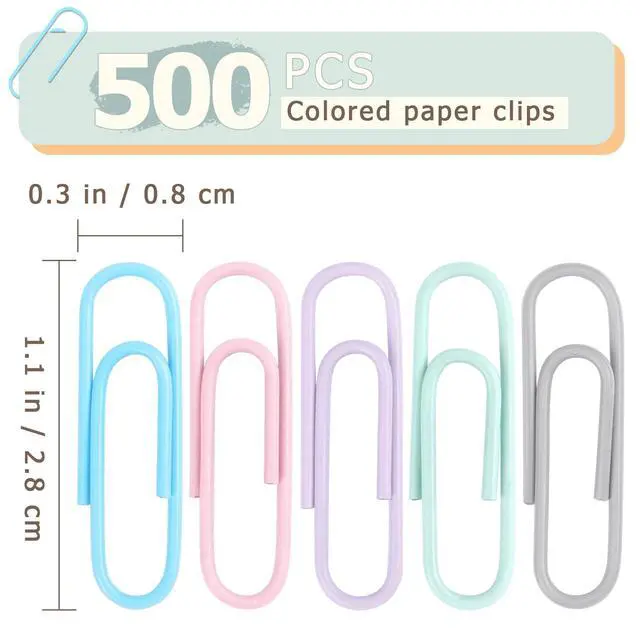 Alt view image 2 of 7 - 500 PCS Paper Clips, Medium Size Colored Papers Clips | Colored Clip for Paper work Office School and Personal Use