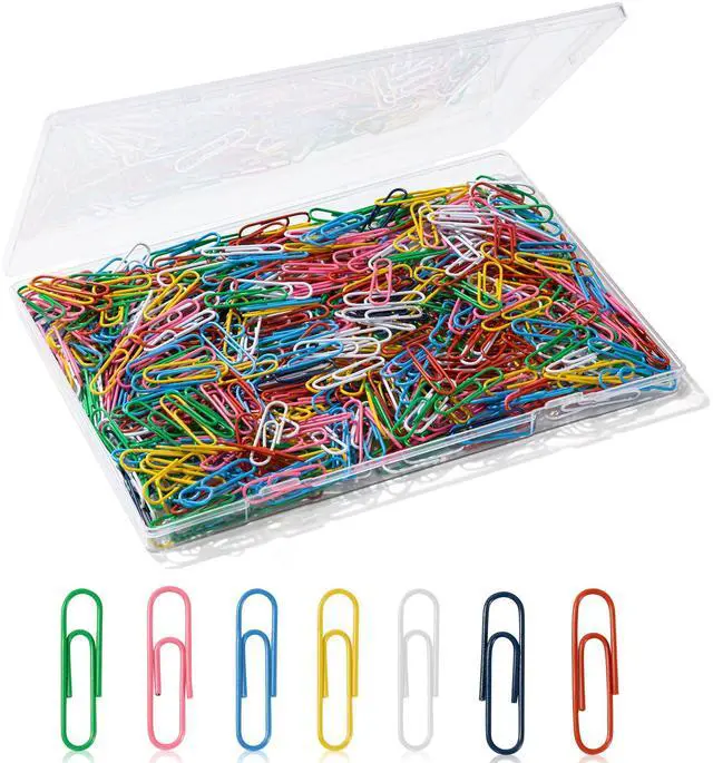 Main image of Paper Clips, 600Pcs Medium Paperclips for Office School & Personal Use, Daily DIY, 1-2/7" Colored Heavy Duty Ideal for Bookmark