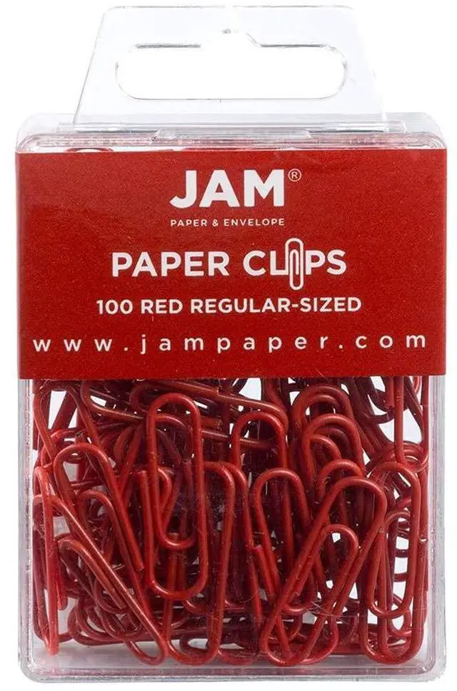 Main image of Colorful Standard Paper Clips - Regular 1 Inch - Red Paperclips - 100/Pack