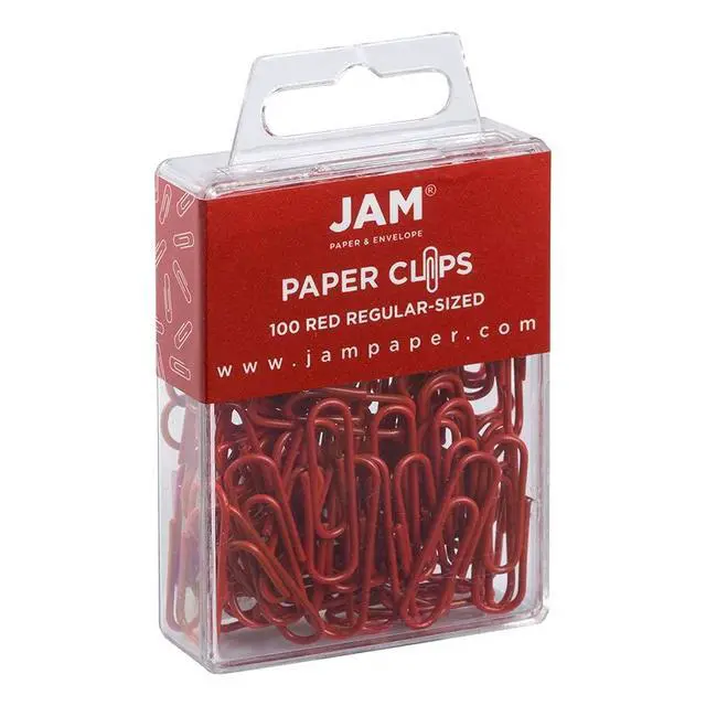 Alt view image 2 of 5 - Colorful Standard Paper Clips - Regular 1 Inch - Red Paperclips - 100/Pack