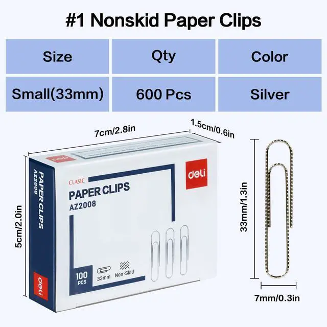 Alt view image 2 of 6 - #1 Nonskid Paper Clips, 6 Boxes of 100 Each, Silver | 600 Medium Paper Clips
