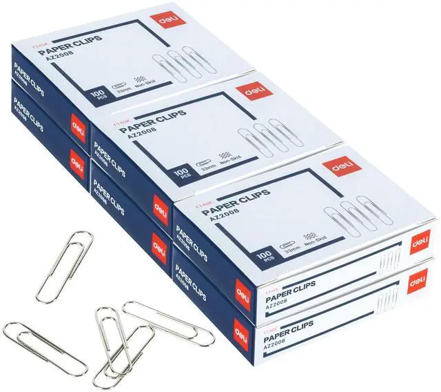 Main image of #1 Nonskid Paper Clips, 6 Boxes of 100 Each, Silver | 600 Medium Paper Clips