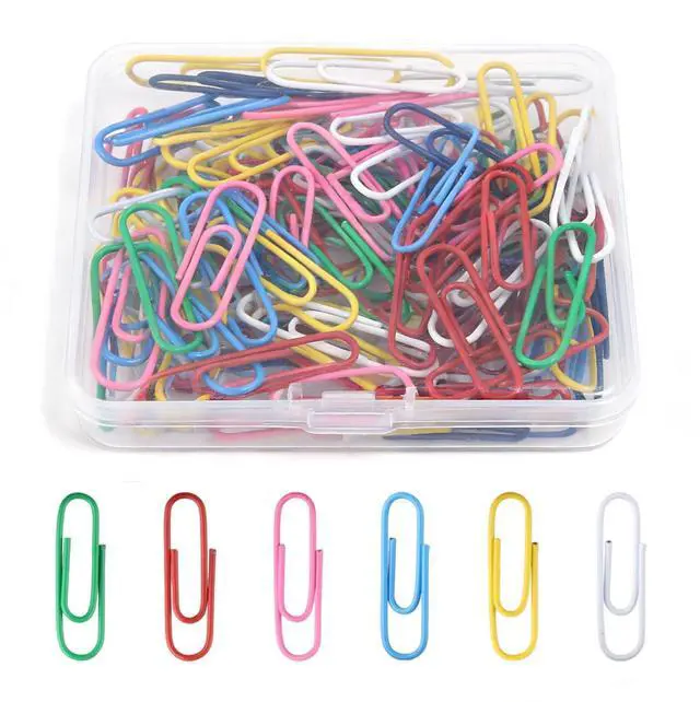 Main image of Paper Clips 100 Pcs 1.3 Inch Medium Colorful Paperclips for Office School | Colored Paper Clips Set, DIY, Daily Paperwork Supplies