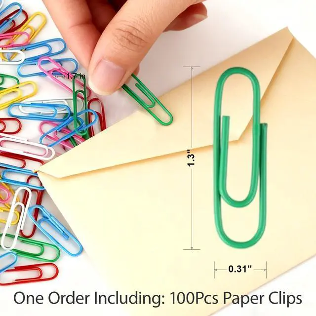 Alt view image 2 of 6 - Paper Clips 100 Pcs 1.3 Inch Medium Colorful Paperclips for Office School | Colored Paper Clips Set, DIY, Daily Paperwork Supplies