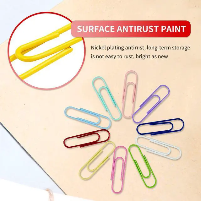 Alt view image 3 of 6 - 450PCS Paper Clips,10 Assorted Medium 28mm Environmental Technology PaperClips, PVC Free Colored, Paperclip Assorted Colors,Colorful Small Paperclips for Paperwork.