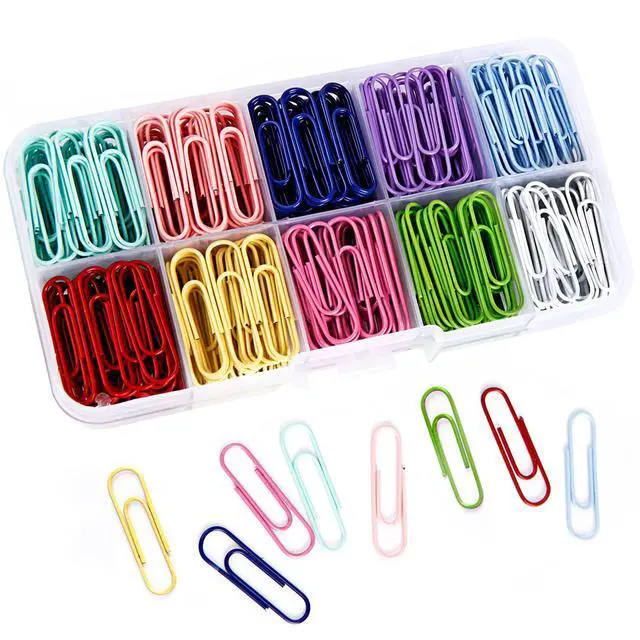 Main image of 450PCS Paper Clips,10 Assorted Medium 28mm Environmental Technology PaperClips, PVC Free Colored, Paperclip Assorted Colors,Colorful Small Paperclips for Paperwork.