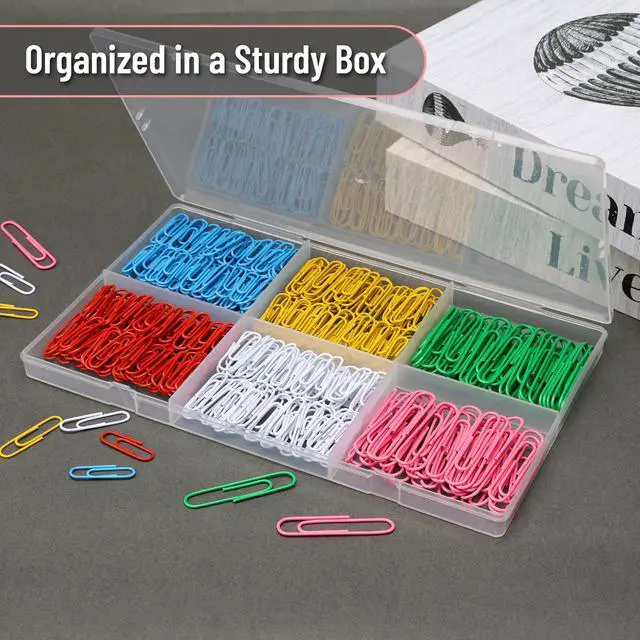Alt view image 4 of 7 - Paper Clips, 400 pcs, Assorted Sizes (1", 1.3", 2") | Cute Colorful Paper Clips with Storage Box, Large and Small for Bookmark, Office, School, DIY, Business Card Holders