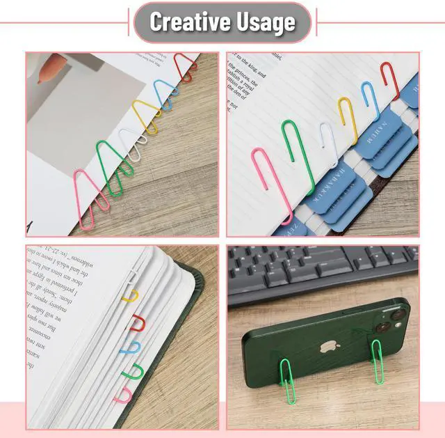 Alt view image 6 of 7 - Paper Clips, 400 pcs, Assorted Sizes (1", 1.3", 2") | Cute Colorful Paper Clips with Storage Box, Large and Small for Bookmark, Office, School, DIY, Business Card Holders