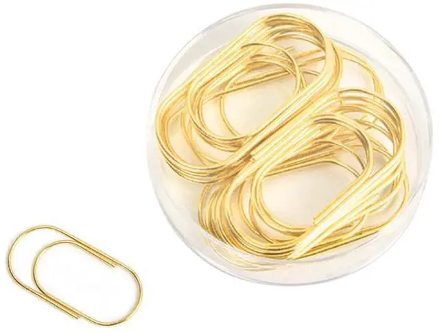Main image of Gold Jumbo Big Paper Clips, 20pcs Oversized Gold Paperclips 50mm/2 inch Non Skid Smooth Finish Steel Wire Office Supply Accessories
