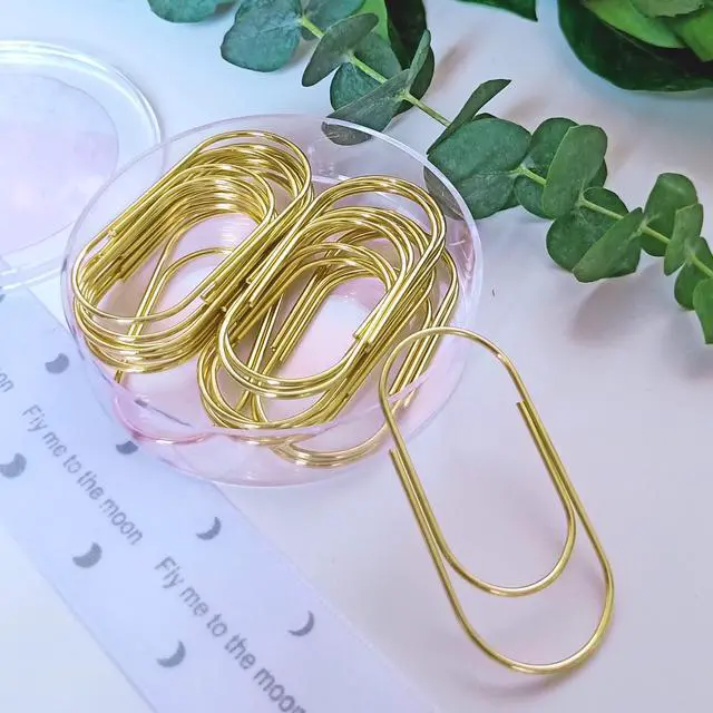 Alt view image 7 of 7 - Gold Jumbo Big Paper Clips, 20pcs Oversized Gold Paperclips 50mm/2 inch Non Skid Smooth Finish Steel Wire Office Supply Accessories