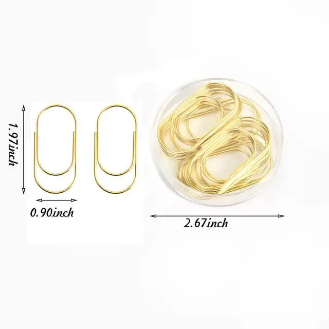Alt view image 5 of 7 - Gold Jumbo Big Paper Clips, 20pcs Oversized Gold Paperclips 50mm/2 inch Non Skid Smooth Finish Steel Wire Office Supply Accessories
