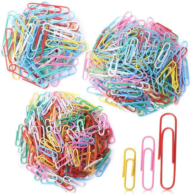 Main image of Paper Clips, 450 Pack, Assorted Colors, Paper Clips Assorted Sizes