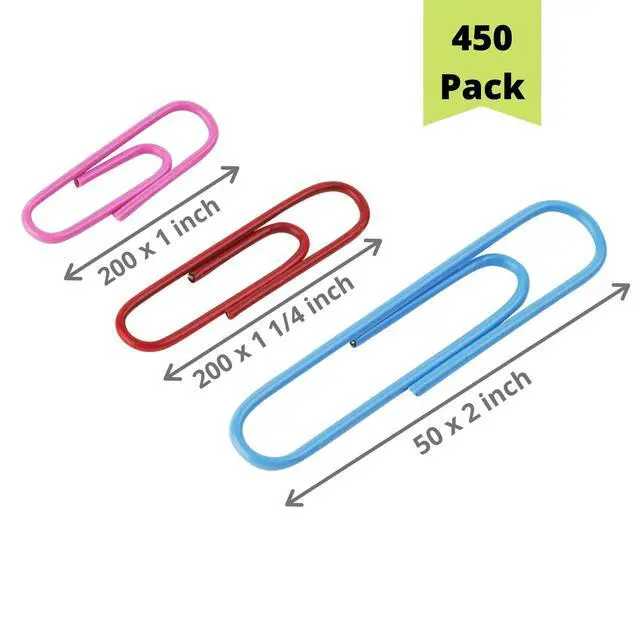 Alt view image 2 of 7 - Paper Clips, 450 Pack, Assorted Colors, Paper Clips Assorted Sizes