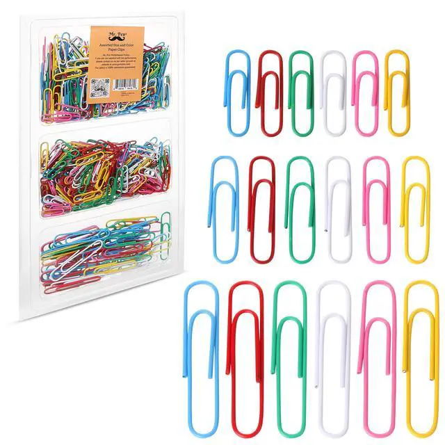 Alt view image 3 of 7 - Paper Clips, 450 Pack, Assorted Colors, Paper Clips Assorted Sizes