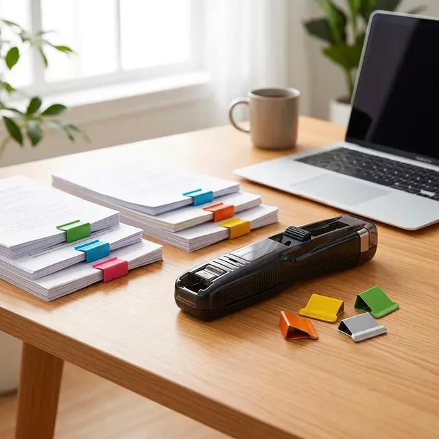 Alt view image 6 of 7 - 2 Pcs Portable Binder Clip Stapler - Includes 100 Reusable Clips, Stapleless Stapler for Binding Homework and Organizing Documents, Compact Paper Clamp Dispenser for Office and School Use