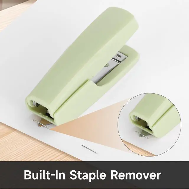 Alt view image 3 of 7 - Mini Stapler with Staple Remover, Uses No.10 Staples, Portable Desk Stapler for Office, School, Home, Compact Handheld Stapler (Green)
