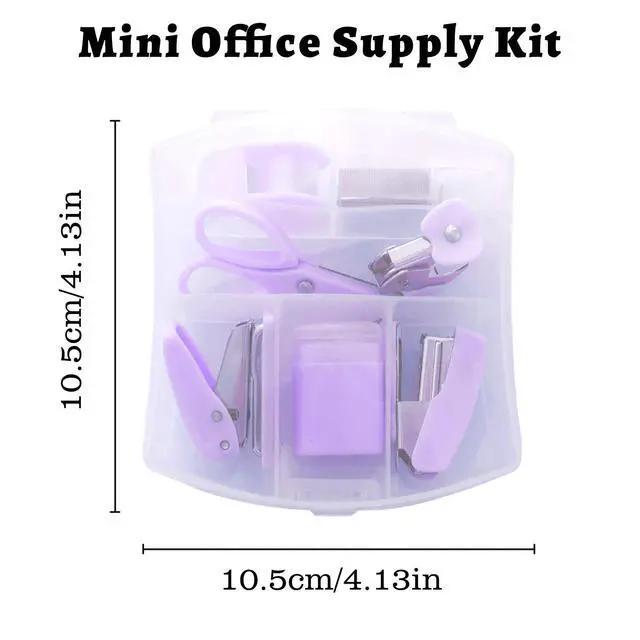 Alt view image 5 of 7 - 8 Pack Mini Office Supply Kits Mini School Supplies Includes Mini Stapler, Scissors, Staple Remover, Puncher, Pencil Sharpener, Tape Dispenser (Purple)