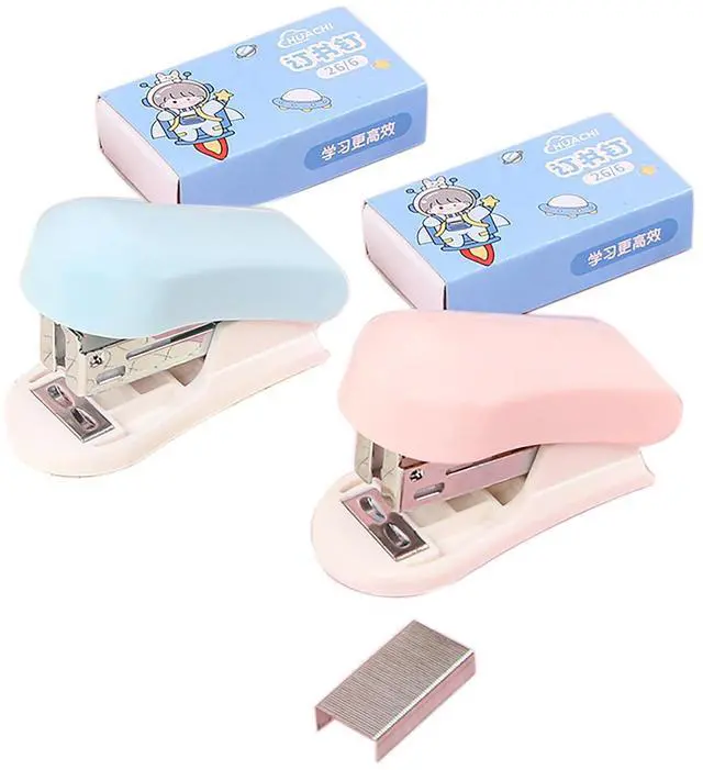 Main image of 2 Pack Blue and Pink Desktop Stapler of 10 Sheets Capacity with 1000 Pcs No.10 Staples for Office and Good Gifts (Blue)