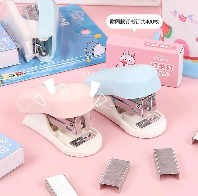 Alt view image 4 of 5 - 2 Pack Blue and Pink Desktop Stapler of 10 Sheets Capacity with 1000 Pcs No.10 Staples for Office and Good Gifts (Blue)