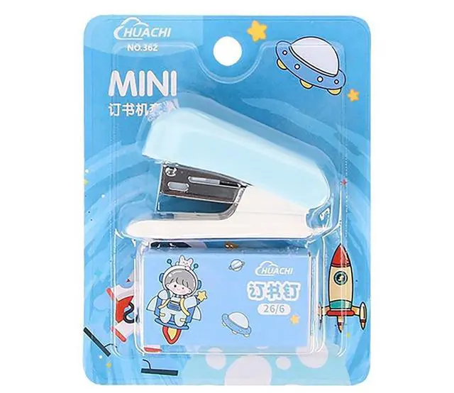Alt view image 5 of 5 - 2 Pack Blue and Pink Desktop Stapler of 10 Sheets Capacity with 1000 Pcs No.10 Staples for Office and Good Gifts (Blue)