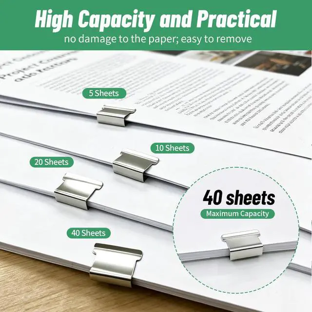 Alt view image 3 of 7 - Staple Free Clip Binder Set, Portable Handheld Binder Stapler 2 Pack | Handheld Paper Clamp Clip Dispenser with 50 Reusable Binder Clip, Mini Push Stapler Paper Clamps for School,Home,Office