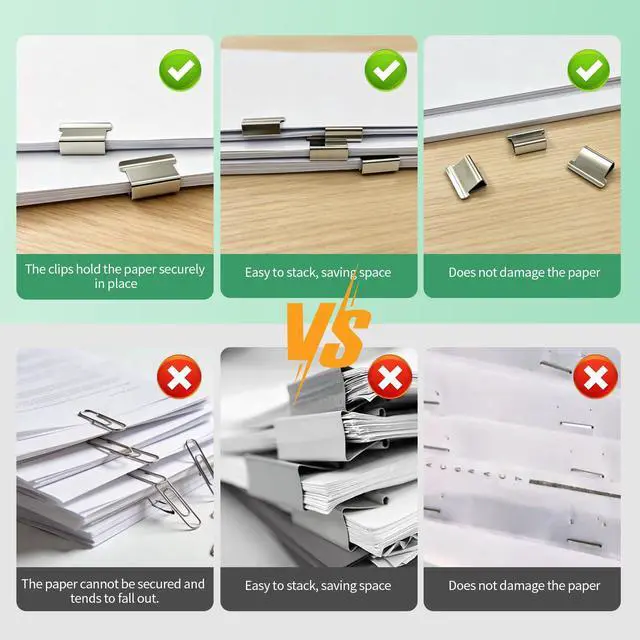 Alt view image 6 of 7 - Staple Free Clip Binder Set, Portable Handheld Binder Stapler 2 Pack | Handheld Paper Clamp Clip Dispenser with 50 Reusable Binder Clip, Mini Push Stapler Paper Clamps for School,Home,Office