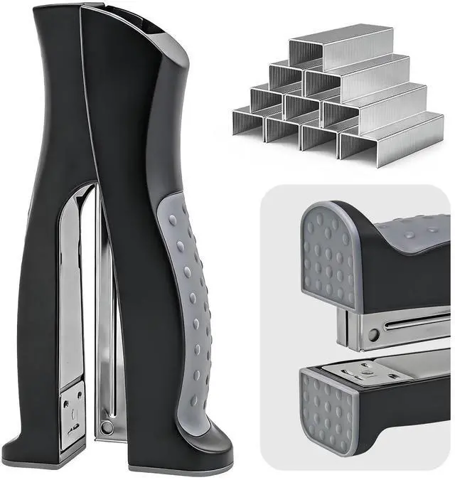 Main image of 1-Pack Stand-Up 2-in-1 Full Strip Office Stapler with 1000 Staples, Black | Standard 1/4" Staples Included, Vertical & Flat Use, Jam-Free, Rotating Anvil Pinning, Handheld Ergonomic Grip