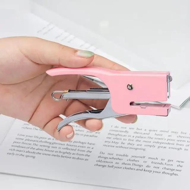 Alt view image 3 of 7 - Tiny Stapler with Mini Staples Pink Plier Stapler with 1000pcs Rose Gold No.10 Staples Mini Manual Metal Hand Held Staplers for Crafting Desk Desktop Office Supplies Stapling