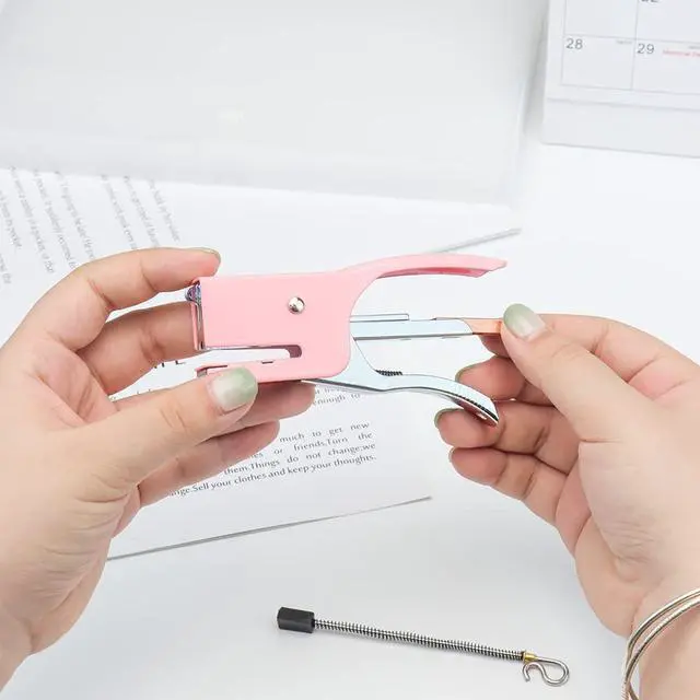Alt view image 4 of 7 - Tiny Stapler with Mini Staples Pink Plier Stapler with 1000pcs Rose Gold No.10 Staples Mini Manual Metal Hand Held Staplers for Crafting Desk Desktop Office Supplies Stapling