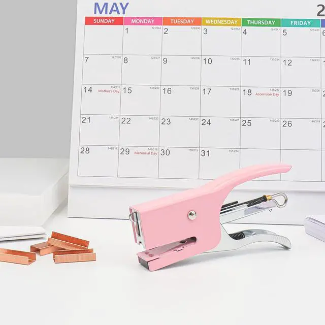 Alt view image 2 of 7 - Tiny Stapler with Mini Staples Pink Plier Stapler with 1000pcs Rose Gold No.10 Staples Mini Manual Metal Hand Held Staplers for Crafting Desk Desktop Office Supplies Stapling