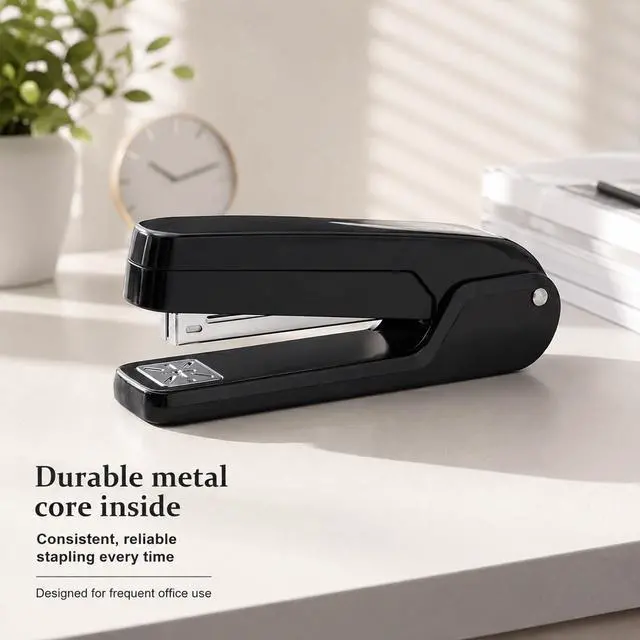 Alt view image 3 of 6 - Heavy-Duty Metal Desktop Stapler, 360° Swing Arm, 25-Sheet Booklet Stapler | Black Booklet Binding Tool, Includes 2000 Staples (24/6 & 26/6)