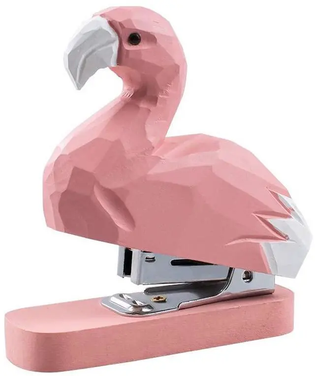 Main image of Wooden Animal Stapler, Desktop Stitcher Art Figurine Statue Sculpture for School Office Stationery (Flamingo)