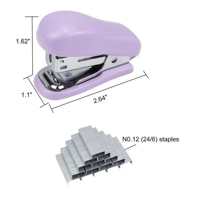 Alt view image 2 of 7 - Mini Desktop Stapler Set,20 Sheet Capacity,Includes Built-in Staple Remover and 750PCS No.12 Staples,Small Cute Stapler for Office and School Supplies (Purple)