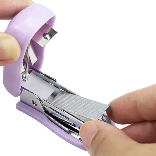 Alt view image 3 of 7 - Mini Desktop Stapler Set,20 Sheet Capacity,Includes Built-in Staple Remover and 750PCS No.12 Staples,Small Cute Stapler for Office and School Supplies (Purple)