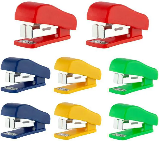 Main image of Mini Staplers for Desk - Hand Held Small Staplers Set - Compact Office Stapler - Cute Tiny Desk Stapler, Opens Flat, 8 Pcs