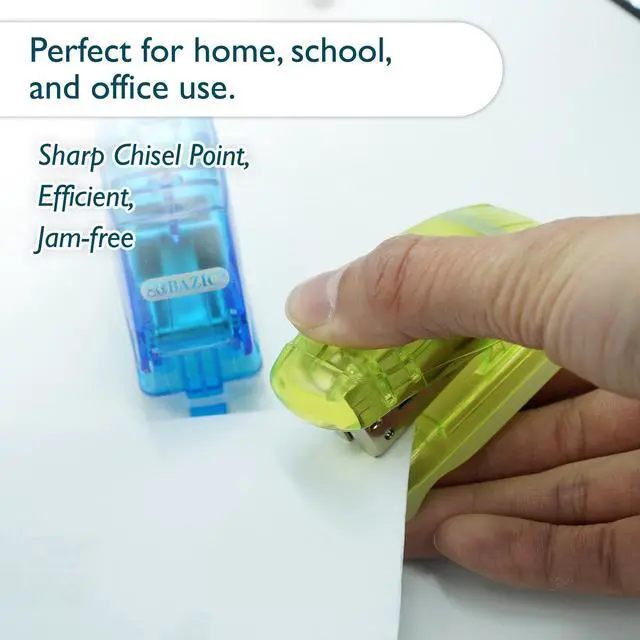 Alt view image 5 of 7 - Mini Stapler, Standard 26/6, with 500 Staples | 500 standard 26/6 staples for fast paper fastening at the desk; classroom; home office