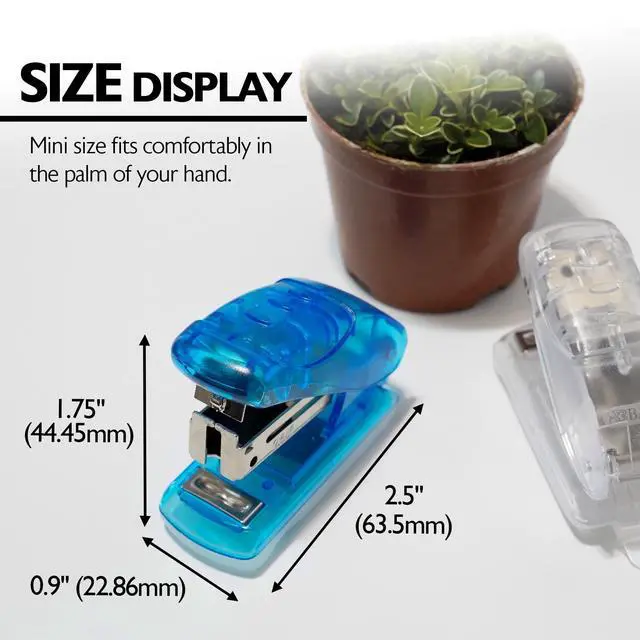 Alt view image 2 of 7 - Mini Stapler, Standard 26/6, with 500 Staples | 500 standard 26/6 staples for fast paper fastening at the desk; classroom; home office