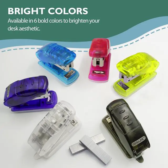 Alt view image 4 of 7 - Mini Stapler, Standard 26/6, with 500 Staples | 500 standard 26/6 staples for fast paper fastening at the desk; classroom; home office