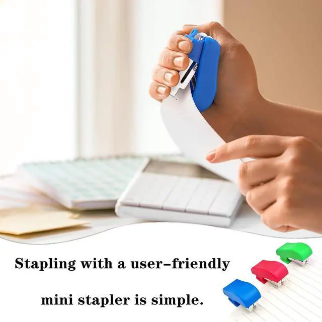 Alt view image 4 of 7 - Mini Stapler, Portable Small Hand Held, 10 PCS | Tiny Desk Staplers, Office and School Supplies, Compatible with 0.36 x 0.18 inch No.10 Staples