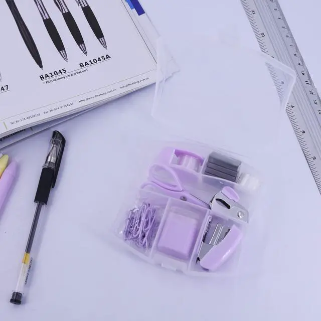 Alt view image 5 of 7 - Mini Office Supply Kits Small Stapler for Student Office Purple | Includes Mini Stapler,Scissors, Staple Remover, Staples, Tape Dispenser for Gift (Purple)