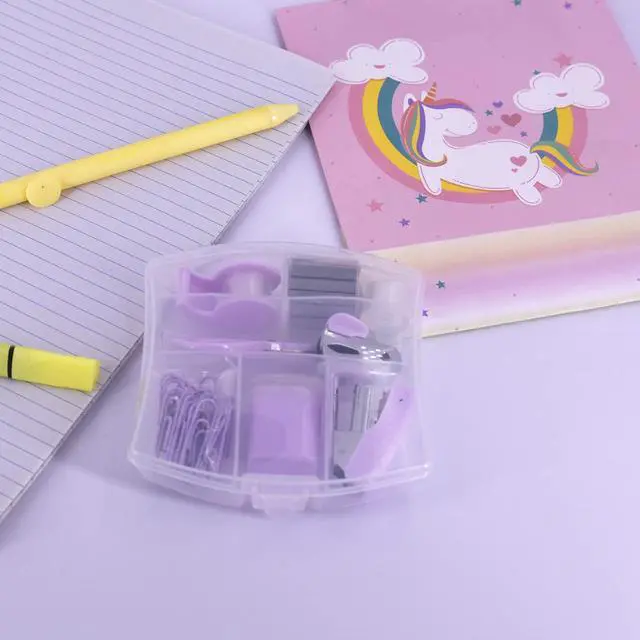 Alt view image 6 of 7 - Mini Office Supply Kits Small Stapler for Student Office Purple | Includes Mini Stapler,Scissors, Staple Remover, Staples, Tape Dispenser for Gift (Purple)