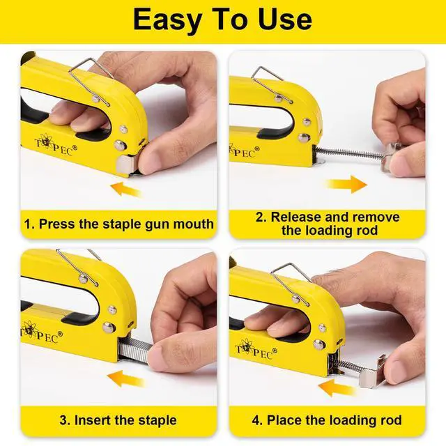 Alt view image 3 of 7 - Upholstery Staple Gun Heavy Duty, 3-in-1 Stapler Gun with 600 Staples, Manual Brad Nailer Power Adjustment Wood Stapler for Crafts, Wall, Upholstering, Furniture, DIY