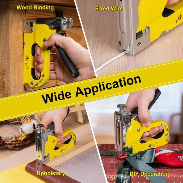 Alt view image 5 of 7 - Upholstery Staple Gun Heavy Duty, 3-in-1 Stapler Gun with 600 Staples, Manual Brad Nailer Power Adjustment Wood Stapler for Crafts, Wall, Upholstering, Furniture, DIY