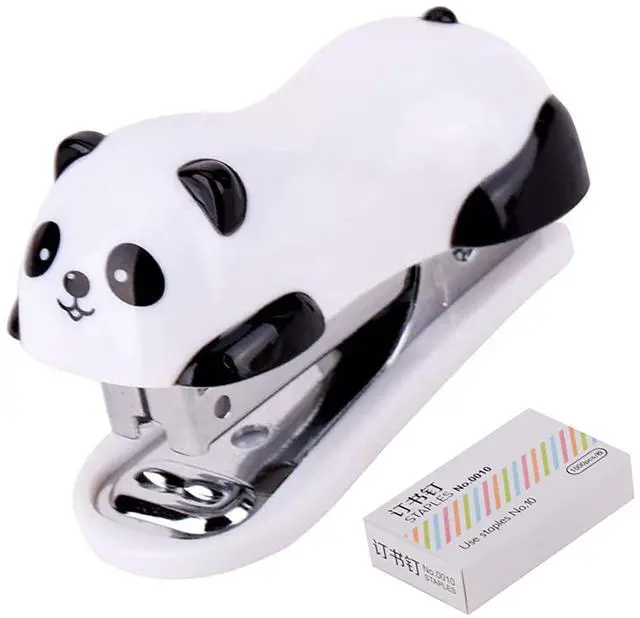 Main image of 1 Pack Mini Panda Desktop Stapler for 10 Sheets Capacity with 1000 Pcs No.10 Staples for Paper Clips Staplers for Desk for Friends and Children(Panda)