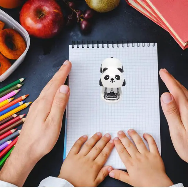 Alt view image 2 of 6 - 1 Pack Mini Panda Desktop Stapler for 10 Sheets Capacity with 1000 Pcs No.10 Staples for Paper Clips Staplers for Desk for Friends and Children(Panda)