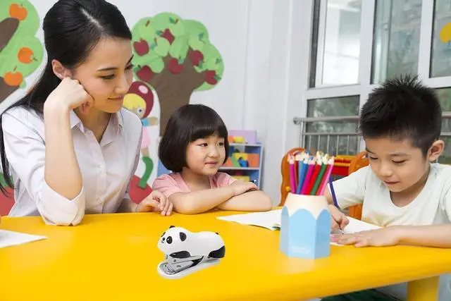 Alt view image 5 of 6 - 1 Pack Mini Panda Desktop Stapler for 10 Sheets Capacity with 1000 Pcs No.10 Staples for Paper Clips Staplers for Desk for Friends and Children(Panda)