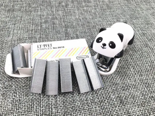 Alt view image 6 of 6 - 1 Pack Mini Panda Desktop Stapler for 10 Sheets Capacity with 1000 Pcs No.10 Staples for Paper Clips Staplers for Desk for Friends and Children(Panda)
